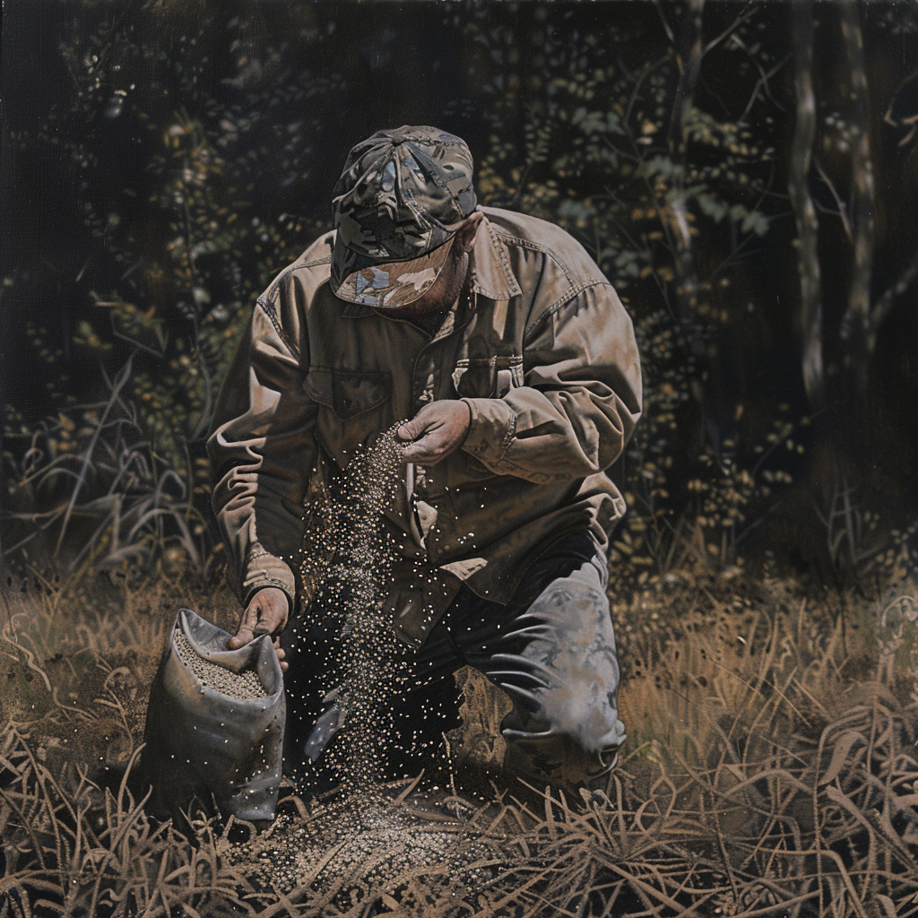 man sprinkling seeds